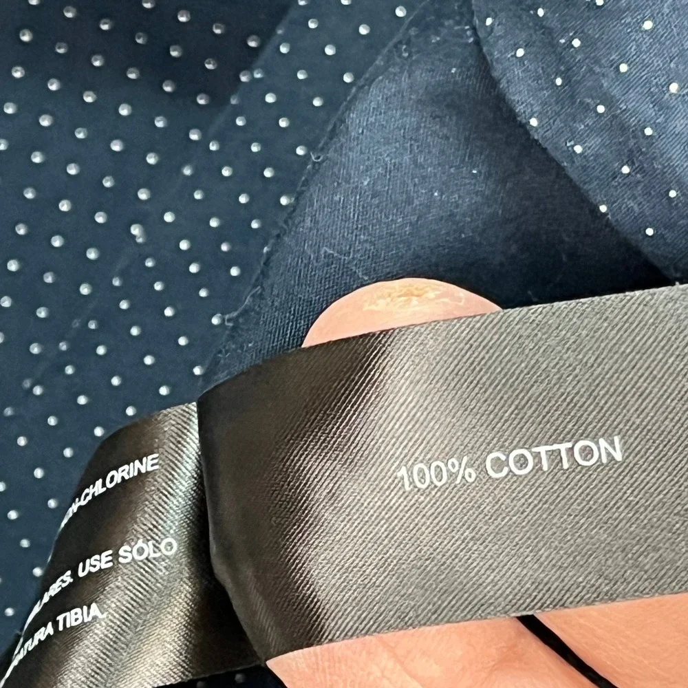 Denim & Flower Button Down Shirt Mens Large Blue Polka Dot Flip Cuff Ricky Singh - Picture 6 of 9